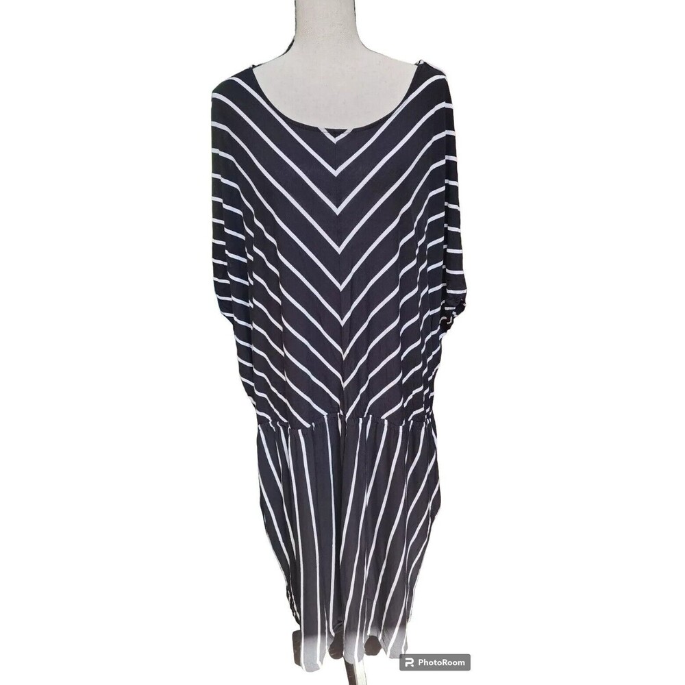 Ava & Viv Striped Comfort Dress Size 4X Kimono Sleeve Rayon Pockets
